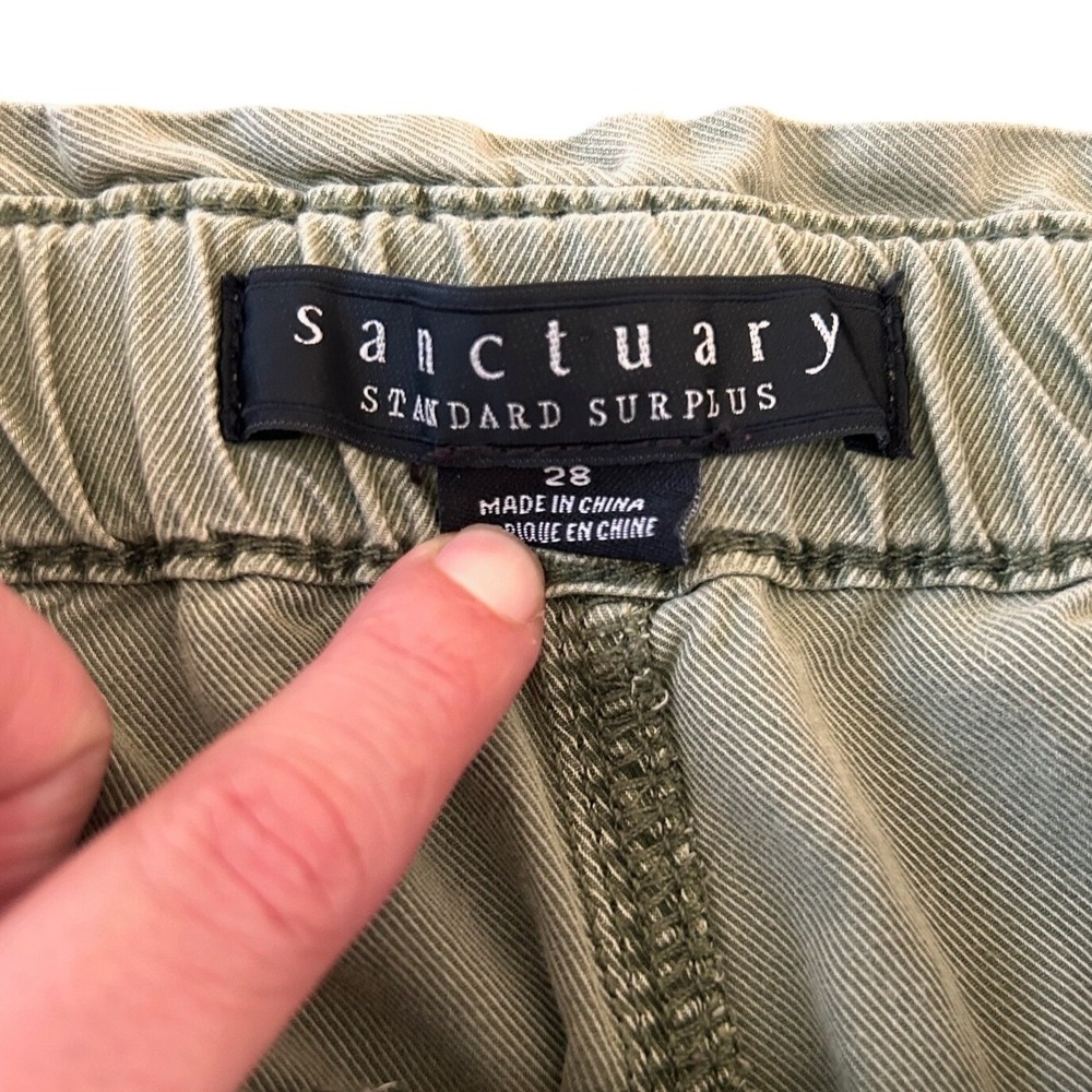 Sanctuary Standard Surplus Olive Green Paperbag Waist Button Fly Pants Size 28 - Picture 4 of 9